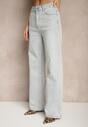 Jasnoniebieskie Jeansy High Waist z Szeroką Nogawką Sesmaris