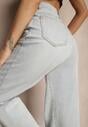 Jasnoniebieskie Jeansy High Waist z Szeroką Nogawką Sesmaris