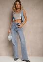 Jasnoniebieskie Jeansy High Waist o Szerokim Kroju Ulanira