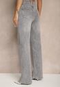 Szare Jeansy High Waist z Szerokimi Nogawkami Desamora