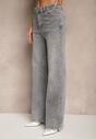 Szare Jeansy High Waist z Szerokimi Nogawkami Desamora