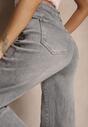 Szare Jeansy High Waist z Szerokimi Nogawkami Desamora