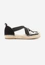Czarne Espadryle w Stylu Boho Zdobione Haftem Cekinami i Plecionką Idariva