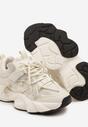 Beżowe Buty Sportowe Sneakersy  na Platformie z Tłoczeniem i Napisem Olriti