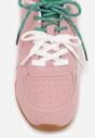 Różowe Sneakersy Ozdobione Przeszyciami i Podwójnym Sznurowaniem Telisaria