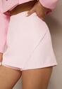 Różowe Asymetryczne Spódnico-Szorty High Waist Valseli