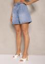 Niebieskie Jeansowe Szorty Luźne z Bawełny High Waist Liavelle