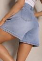 Niebieskie Jeansowe Szorty Luźne z Bawełny High Waist Liavelle