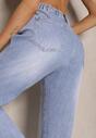 Niebieskie Jeansy z Bawełny Mom Fit High Waist Lisavenna