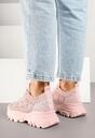 Różowe Sneakersy Ozdobione Siateczką Toliselle