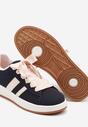 Granatowo-Różowe Sneakersy na Niskiej Platformie z Naszywkami Flordexia