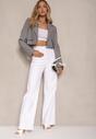 Białe Jeansy High Waist o Szerokim Kroju Sallizia