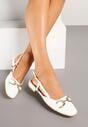 Białe Sandały Lakierowane Slingback Ozdobione Metalową Aplikacją Sonoriana