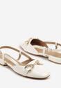 Białe Sandały Lakierowane Slingback Ozdobione Metalową Aplikacją Sonoriana
