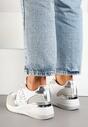 Białe Sneakersy na Ukrytym Koturnie z Koronką i Metalicznymi Wstawkami Edililia