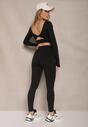 Czarny Komplet Sportowy Legginsy High Waist i Longsleeve z Ozdobnym Tyłem Dasalle