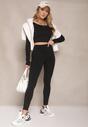 Czarny Komplet Sportowy Legginsy High Waist i Longsleeve z Ozdobnym Tyłem Dasalle
