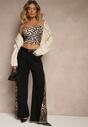 Czarne Jeansy z Bawełny High Waist ze Wzorem Panterki Velliane