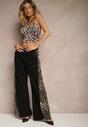 Czarne Jeansy z Bawełny High Waist ze Wzorem Panterki Velliane