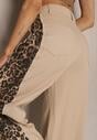 Beżowe Jeansy z Bawełny High Waist ze Wzorem Panterki Velliane