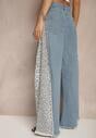 Niebieskie Jeansy z Bawełny High Waist ze Wzorem Panterki Velliane