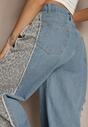 Niebieskie Jeansy z Bawełny High Waist ze Wzorem Panterki Velliane