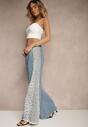 Niebieskie Jeansy z Bawełny High Waist ze Wzorem Panterki Velliane
