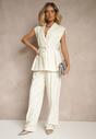 Jasnobeżowe Spodnie Garniturowe High Waist Annavia