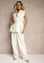 Jasnobeżowe Spodnie Garniturowe High Waist Annavia