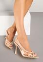 Beżowe Transparentne Sandały na Szpilce Slingback z Noskiem Peep Toe Neothia