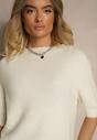 Jasnobeżowy Sweter o Fasonie T-shirtu z Wełną Dannirae