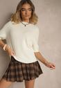 Jasnobeżowy Sweter o Fasonie T-shirtu z Wełną Dannirae