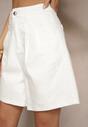 Białe Jeansowe Szorty z Bawełny High Waist Kornelaya