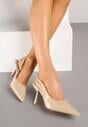 Beżowe Sandały na Szpilce Slingback Falithra