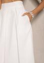 Biała Rozkloszowana Spódnica z Bawełną High Waist Katavira