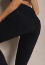 Granatowe Jeansy Skinny Regular Waist z Przetarciami przy Nogawkach Sonalena