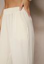 Jasnobeżowe Spodnie z Bawełną o Szerokim Kroju High Waist Fanelithia