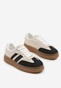 Czarno-Beżowe Sneakersy Tenisówki Ozdobione Paskami Falaviela