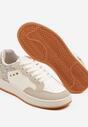 Beżowe Streetwearowe Sneakersy Zdobione Przeszyciami Neonisea