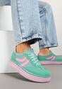 Zielone Sneakersy Typu Kultowe Tenisówki na Niskiej Platformie Olritia