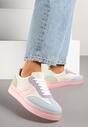Różowo-Niebieskie Sneakersy Tenisówki Ozdobione Paskami Falovinia