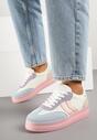 Różowo-Niebieskie Sneakersy Tenisówki Ozdobione Paskami Falovinia