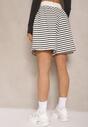 Białe Bawełniane Szorty High Waist w Paski Ridiaress