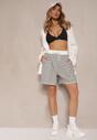 Białe Bawełniane Szorty High Waist w Paski Ridiaress