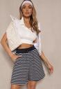 Granatowe Bawełniane Szorty High Waist w Paski Ridiaress