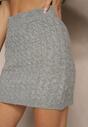 Szara Spódnica Sweterkowa z Wełną High Waist Selzeki
