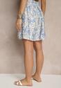 Niebieskie Szorty High Waist z Wiskozy w Kwiatowy Print Dannalis