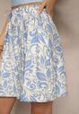 Niebieskie Szorty High Waist z Wiskozy w Kwiatowy Print Dannalis