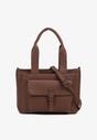 Brązowa Torebka Typu Shopper z Klamerką i Dodatkowym Paskiem Crossbody Kolarienna