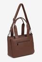 Brązowa Torebka Typu Shopper z Klamerką i Dodatkowym Paskiem Crossbody Kolarienna